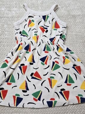 Hanna Andersson Girl's Cotton Terry Beach Dress Pockets Colorful Print Sz 8 130
